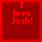 Four identical red square arranged in a , each displaying the text "I love Josh!" in pixelated red font on dark red background