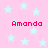 Pink background with light blue stars and four instances of the name "Amanda" in red pixelated text.
