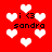 Red background with white heart shapes and repeated text 'i <3 sandra' in black pixelated font.
