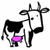 Black-and-white cow icon with purple udder, showing sequential crop changes across three views.