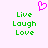 A static pixel art image with a light purple background, displaying two identical green text blocks and a pink heart symbol above them.
