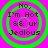 Four identical circular icons with green concentric rings on a bright pink background, each containing pixelated text reading "No, I'm Hot & ur Jealous".