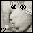 A 4x3 contact sheet of a black-and-white animated icon showing a baby's face with a headband, accompanied by the text "never let go" and a heart symbol in each frame.