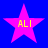 Four pink star-shaped icons with yellow text "ALI" on a blue background, arranged in a