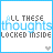 identical square each displaying the text 'ALL THESE thoughts LOCKED INSIDE' with a small blue arrow icon below, arranged in five and six