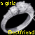 Two identical pixelated rings with yellow text 'a girls' above and 'Bestfriend' below, displayed side-by-side on a black background.
