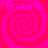 Four identical pink spiral patterns arranged in a with the text 'Brianna' in purple above each spiral
