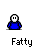 Pixelated character in blue shirt and white face with red mouth, performing shooting animation