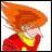 Animated contact sheet showing a red and yellow cartoon character with orange hair in multiple motion frames against gray background.