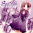 Pixelated anime-style character with long brown hair and a dark top against light background, paired with green text on magenta