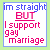 six text-based icons with varying lettering styles and color schemes, each displaying phrases about love versus gender