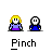 Pixel art of two figures with yellow hair and purple/blue clothing, one figure's mouth changes from neutral to open, then to a speech bubble with 'SORRY' text.