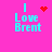 A bright pink background displays four identical cyan text blocks reading "I Love Brent" with varying red pixel symbols above the 'I'.