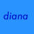Two side-by-side pixelated text displays of 'diana' on blue backgrounds, one bright cyan and the other muted gray-blue.