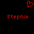 Red pixelated heart symbol above two identical red text labels reading 'Stephie' on a black background.