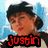 A person with dark hair in a black and white raglan shirt appears in four with varying expressions and a red text overlay reading 'Justin' in the top-left