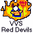 Pixelated icon shows a cartoon character with blue clothing, red horns, and a pitchfork, surrounded by orange and yellow flames, with "VS" and "Red Devils" text below.