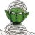 Green-skinned character with large ears and closed eyes, wearing a silver helmet-like headpiece against white background.