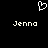Pixelated white heart symbol above two instances of the name 'Jenna' in pixelated text on a black background.