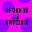 Pixelated text on a bright pink background with purple circular shapes, displaying 'SHONNOM IS AMAZING!' in black block letters.