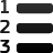 A static grid of three numbered black icons on a light gray background, each icon a rounded rectangle with a subtle shadow.