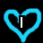 Two pixelated heart-shaped icons with text overlays on black backgrounds, one blue and one pink, alongside a separate icon showing 'LOVE' over a cartoon character.