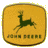 Yellow square icon with rounded corners featuring a green leaping deer silhouette and "JOHN DEERE" text below it.