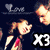 Animated icon features two people in a dark background with 'Love' text and 'X3' symbols, transitioning between two name displays.