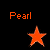 Orange pixelated text 'Pearl' above a five-pointed orange star on black background.