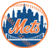 Circular pixelated icon with orange border, blue cityscape silhouette behind stylized orange text reading 'Mets' over light blue water.