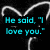 Neon-style heart outline with text in cyan and magenta on black background, showing sequential dialogue.