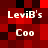 Red and black pixelated with white text 'LeviB's Coo' repeated in four quadrants, no visible animation changes