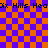 Pixelated orange and purple checkerboard background with repeated text fragments and faint overlays