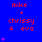 Blue background with red text reading "mike + chrisy 4 eva" and purple heart symbols in three vertical