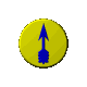Animated contact sheet of a yellow coin-shaped icon with blue arrow symbol rotating through multiple angles on gray background.