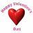 Animated red heart with glossy surface rotates through multiple angles beneath 'Happy Valentine's Day' text and 'Dari' label.
