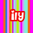 six pixelated 'ily' text icons on a striped background, each with distinct color variations and outlines