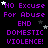 Purple text on black background with white and gray stars, repeating 'NO Excuse For Abuse END DOMESTIC VIOLENCE!' in a pattern