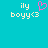 Pixelated text 'ily boyy<3' on cyan background with pink heart symbol above the second line.