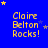 Blue background with yellow text "Claire Belton Rocks!" and scattered stars in various positions across the