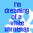 Blue pixelated text reads 'I'm dreaming of a white christmas' over white snowflakes on light blue background, with visible animation changes in snowflake positions across frames.
