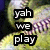 A pixelated image of a softball with overlaid text reading 'yah we play problem SOFTBALL 2008' and 'like girls gotta', set against a blurred background.