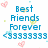 Pixelated blue text on white background with pink heart shapes, listing names and phrases including "Best Friends Forever" and multiple names.