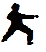 Silhouette figures in various martial arts poses on a gray background, displayed in a