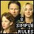 Three pixelated figures with light brown hair stand against a yellow background, overlaid by black and white text reading '8 SIMPLE RULES'.