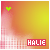 A static icon with a gradient background transitioning from yellow to orange, featuring a small green heart in the top-left corner and 'HALIE' text at the bottom center.