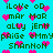 Pixelated text and pink hearts on cyan background, repeated in pattern with green lettering