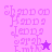 Pixelated text and star symbols on a purple gradient background with two distinct color variations.