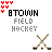 Pixelated field hockey buddy icon with crossed sticks, red heart clusters, and text variations including 'BTOWN', 'TOWN', 'B OWN', 'BT W N', 'BTO N', 'B TOWN' above 'FIELD HOCKEY'.