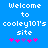 Blue background with white pixelated text reading 'Welcome to cooley101's site' and five pink/purple asterisk-like symbols below.